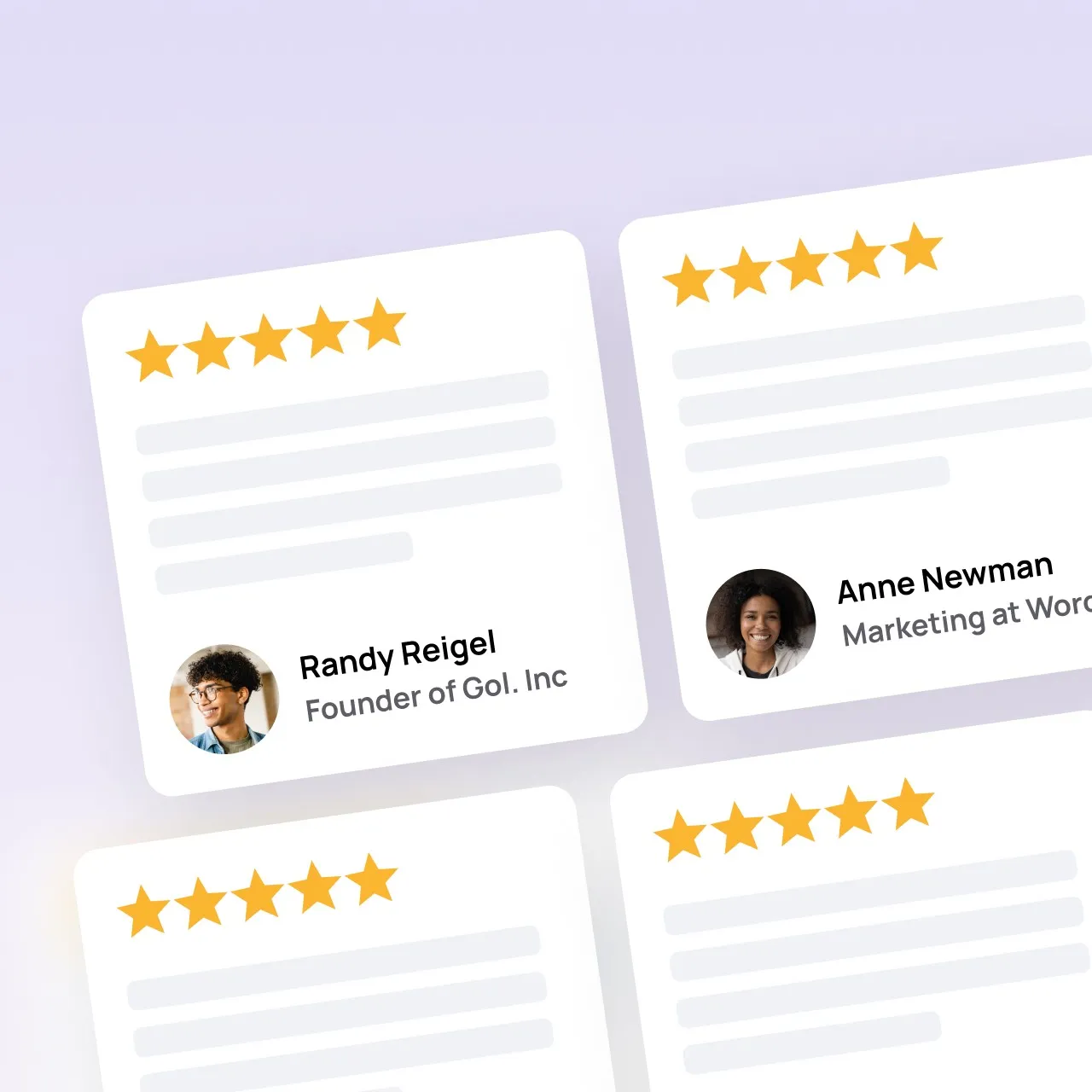 4 testimonial embeds in a grid pattern