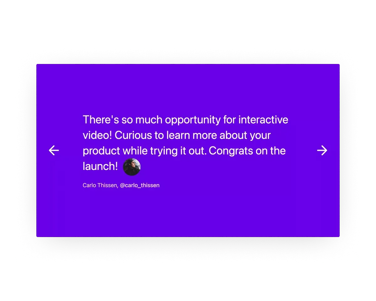 A testimonial carousel with large cards